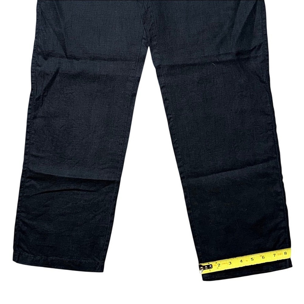 H&M Black 100% Linen Straight Leg Drawstring Pants 33R Womens Mens Casual - Picture 8 of 13